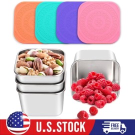 Unbranded 4Pcs 180ml Kids Snack Containers Leak-Proof Food Lunch Box with Lids Stackable