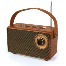FUNFOR Retro Bluetooth Lautsprecher, Tragbarer Vintage Lautsprecher mit FM Radio, Wiederaufladbarer Kabelloser Lautsprecher mit klassischem Retro-Stil, unterstützt TF-Karte/AUX/USB, MP3-Player