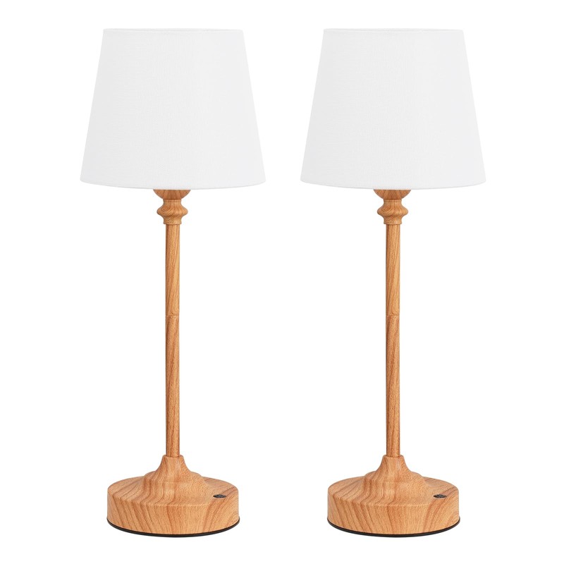 Kakanuo Cordless Table Lamps Rechargeable Set - 2 Pack Wooden