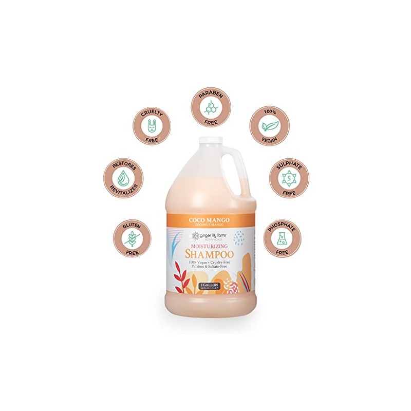 Ginger Lily Farms Botanicals Coco Mango Moisturizing Shampoo, 100% Vegan,