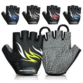 WESTWOOD FOX Cycling Gloves for Men & Women - Cycling Gloves Half Finger Padded Non-Slip Breathable Lightweight Palm Shockproof MTB BMX Cycling Gloves Short (Green, M)