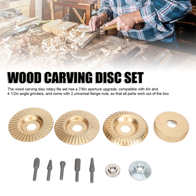 Wood Carving Disc Rotary File Set Angle Grinder Grinding Shaping