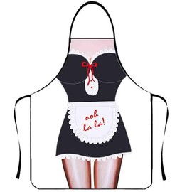Funny Apron for Women Men Gifts, Cute Waterproof Cooking Grilling Aprons Belly BBQ Gifts Ideas Gag Christmas Birthday Gifts for Dad Boyfriend Husband Him Cadeau Pour Home (Maid)