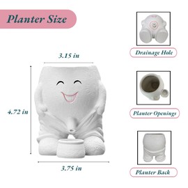 CRENGYBL Cute Face Planter, Funny Pots for Plants Head Planters for Indoor & Outdoor Décor Unique Succulent Plants Flower Pots