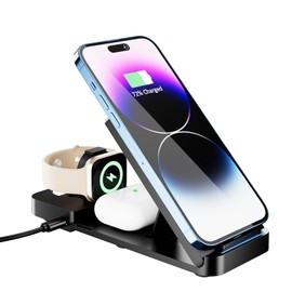 SECRUI Wireless Charger 3 in 1, 18W Fast Wireless Charging, Foldable Charger Stand Wireless Charging Dock for Phone Watch Eraphones etc