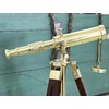 Shiny Brass Wooden Stand Tabletop Wooden Telescope Home Decor Antique