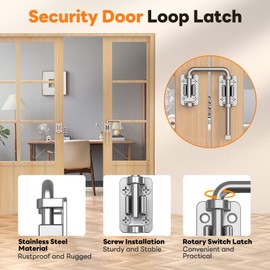 SecureLatch Sliding Door Loop Lock, 2.36 Inch Stainless Steel Patio Door Latch for Window, Barn, Garden, Fence, Shed, Closet, Double Gate - 90/180 Degree Installation U-Bolt Lock (Silver-1PC)