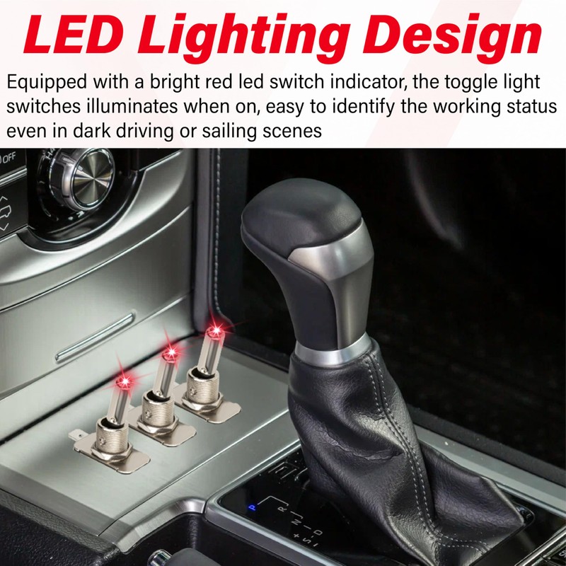 3 PCS LED Lighted Rocker Toggle Switch, 12V SPST 3
