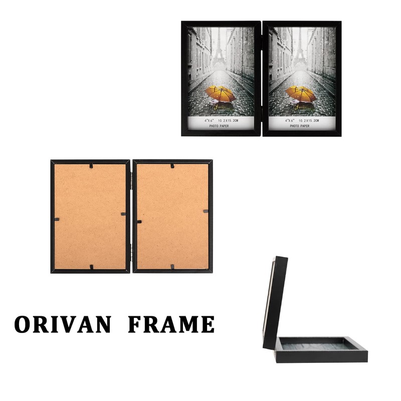 ORIVAN 4x6 Double Picture Frames Hinged Folding Photo Frames with