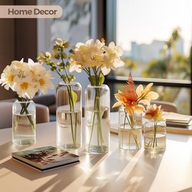 ComSaf Small Flower Vase Set of 15, Glass Bud Vases in Bulk, Clear Vases for Flower, Decor Centerpiece for Bathroom, Decorative Vases for House Warming, Valentines' Day, Mother's Day, Thanksgiving Day