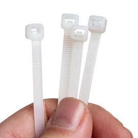 ERKO Cable Ties, White, 200 mm x 7.6 mm, Tensile Strength, 54 kg, Pack of 25 for Cable Management, Large, Long, Transparent