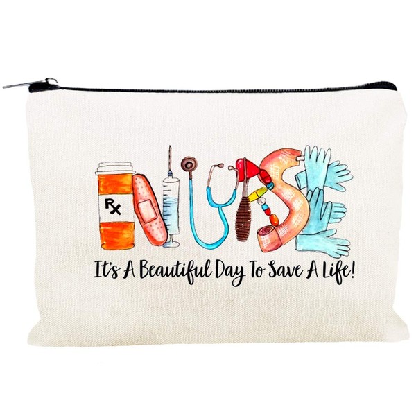 Kimoli Gifts for Nurses Nurse Gifts for Women Makeup Bag Canvas Cosmetic Bag Cute Pouch for Purse