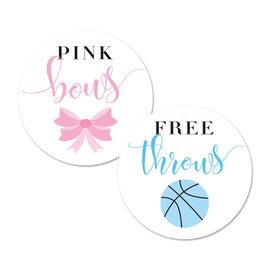 Basketball Gender Reveal Stickers, 40 2inch Free Throws Pink Bows Baby Shower Party Labels Sticker