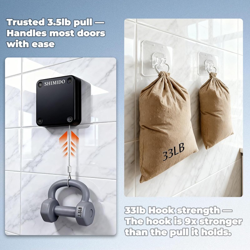 SHIMIDO Upgraded Retractable Automatic Door Closer - Tool-Free Installation, Powerful