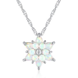 CiNily Opal Pendant Necklace Gold Plated Opal Jewelry Gifts for Women Girls Gemstone Necklaces, White Gold Plated Brass, Created Opal