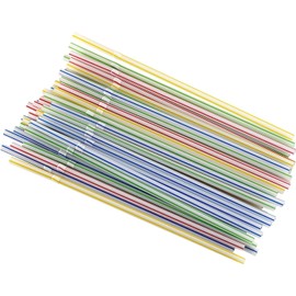 Plastic Drinking Straws, Pack of 200 Piece, Flexible,Assorted Coloured Disposable Straws for Birthdays and Beach Partie. Suitable for Fizzy Drinks, juices and Milk.