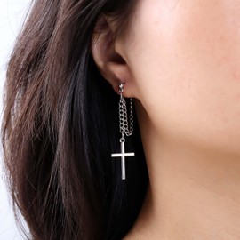 TseenYi Cross Dangle Drop Chain Earrings Silver Chain Drop Cross Earrings Tiny Ball Chain Studs Earrings Small Crucifix Drop Earrings Link Chain Tassel Earrings Jewelry for Women and Girls