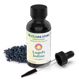 Stomach Saver from Dr. Clark Store, Contains Lugol’s Iodine 2% Granular Iodine - 1 fl. Oz with a Dropper and Cone Cap for Traveling