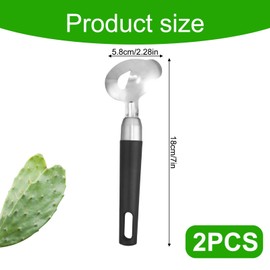 2pcs Cactus Peeler Spoons, 304 Stainless Steel Multifunctional Cactus Peeling Metal Nopales Knife Sliced Chinese Noodle Vegetable Potato Cutter Tool for Cooking Kitchen Gadgets
