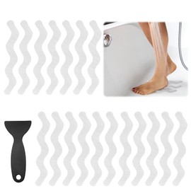 Coufce 24PCS Bathtub Non Slip Stickers White Safety Anti Slip Shower Strips Adhesive Decals Scraper for Bath Tub Stairs Steps Floor Ladders with Premium