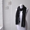 Basic Sense Large Cotton Shawl with Delicate Lace Trim Oversized
