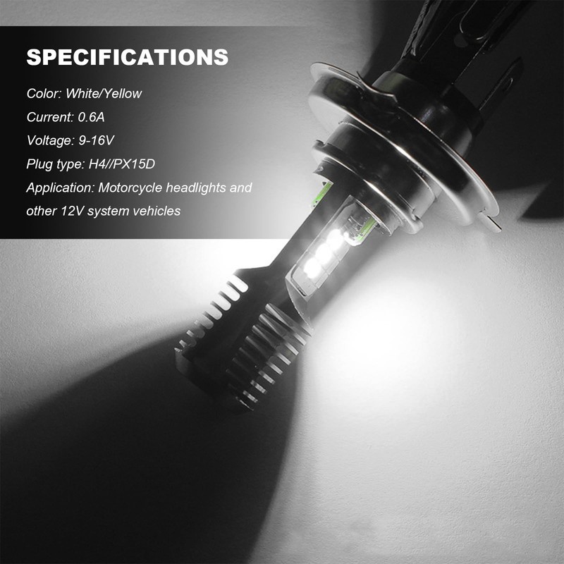 Sbulhia 9-16V H4 LED Motorcycle Headlight Bulbs, Super Bright 3030