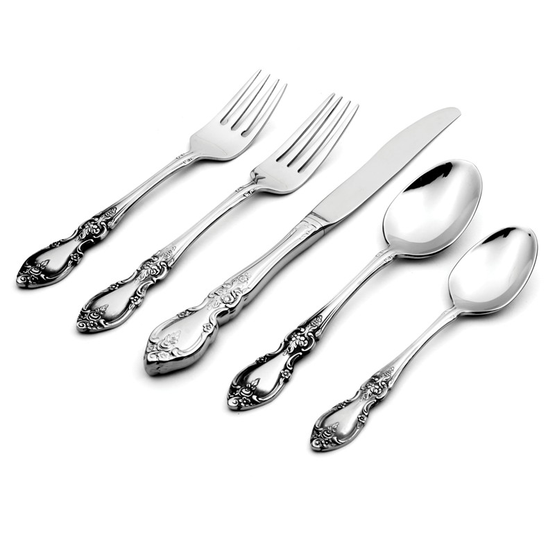 Oneida Silverware Set For 4, Louisiana 20-Piece Fine Flatware Set,