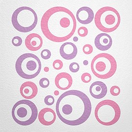 WANDfee® Wall Tattoo, Circles, Dots, 50 Stickers, Colour Choice For Children's Bedroom, Living Room, Hallway, Bathroom, Kitchen, Tile Stickers, pink