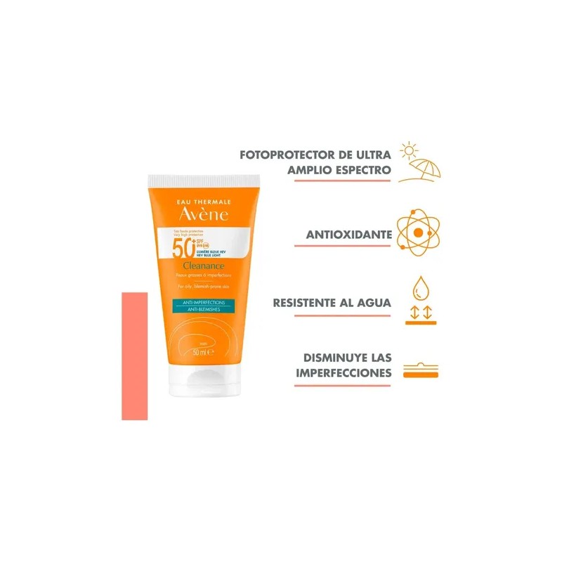 Bloqueador Solar Cleanance Facial Fps 50 50ml Sin Color Avène