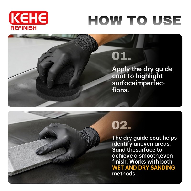 KEHE REFINISH 7.5 oz(212g) Black Dry Guide Coat Auto Body,Ultra-Fine