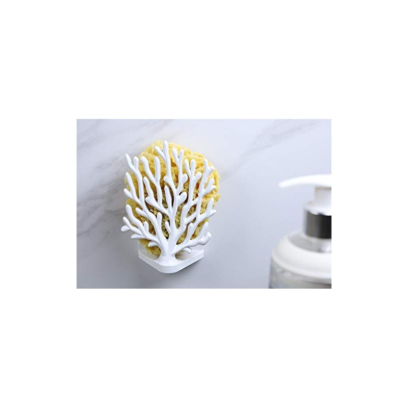 Qualy QL10335-WH Coral Shaped Sponge Holder - White - 8.25