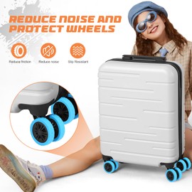 DIGIGRE Luggage Wheel Covers, 8 PCS Silicone Wheel Protector Covers for 2-2.6 inches 8-Spinner Wheels, Wear-Resistant, Anti-Noise, Yellow