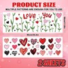 Whaline Valentine's Day Wall Stickers Love Heart Flower Red Pink