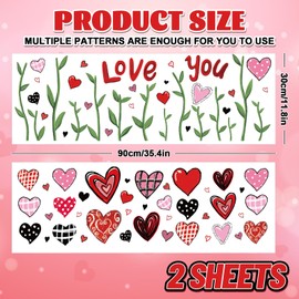Whaline Valentine's Day Wall Stickers Love Heart Flower Red Pink PVC Wall Decals for Wedding Anniversary Party Home Classroom Office Decoration, 2 Sheets
