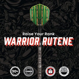Shot! Darts Warrior Rutene 90% Tungsten Pro Throwing Darts Steel Tip Set, Professional – Made in New Zealand – Designed Dart Flights for Women & Men – Metal Tip Bar Darts for Adults… (23)