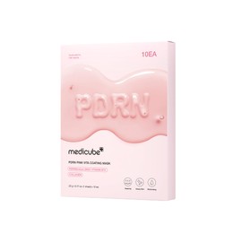 MEDICUBE PDRN Pink Vita Coating Sheet Mask, 10 Mascarillas Faciales Coreanas con PDRN de Salmón, Vitamina B12, Colágeno y Niacinamida, Hidratación y  