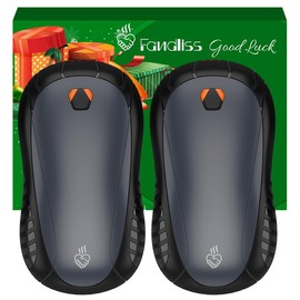 FANDLISS Rechargeable Hand Warmers, USB Charging Portable Pocket Double-Sided Heater, Spider-Style, 6000mAh, 3 Heat Level,2PCS Christmas Gifts - Model: Black-gray