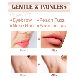 Facial Hair Remover and Eyebrow Trimmer - 2 in 1 Facial Hair Removal Epilators for Women - Rechargeable Travel Face Hair Razor Bikini Shaver for Face Peach Fuzz Lips Chin Armpit Body (White)