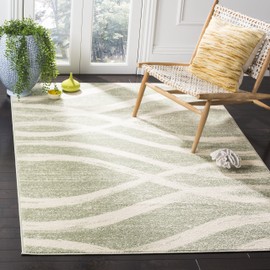 SAFAVIEH Adirondack Collection Accent Rug - 4' x 6', Sage & Cream, Modern Wave Distressed Design, Non-Shedding & Easy Care, Ideal for High Traffic Areas in Entryway, Living Room, Bedroom (ADR125X)