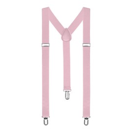 Boolavard Braces / Suspenders One Size Fully Adjustable Y Shaped With Strong Clips (Light Pink)