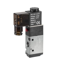 uxcell AC 110V 3 Way 2 Position 1/4" PT,Pneumatic Air Control NC Solenoid Valve,Internally Single Piloted Acting Type Red Light,3V210-08