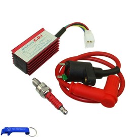 TC-Motor High Performance Ignition Coil Aluminum 5 Pin AC CDI Box A7TC Spark Plug For 50cc 70cc 90cc 110cc 125cc 140cc 150cc Pit Dirt Trail Motor Bike Motorcycle Motocross (Red)