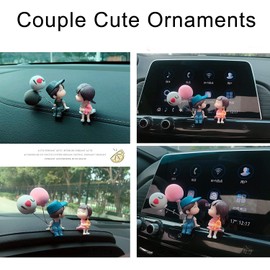 DADHOT - Bonita decoración de coche para parejas, decoración de coche, bonita figura de acción para parejas, figura de acción, decoración de globo, accesorios para salpicadero interior de auto,