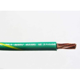 Copper Ground Wire MTW 8 Gauge AWG Green/Yellow Stripe 19 Strands 25' FT