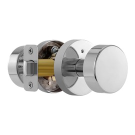 naubea Polished Chrome Door Knobs Interior, Polished Chrome Privacy Door Knob with Lock, Heavy Duty Round Modern Door Handle for Bedroom Bathroom