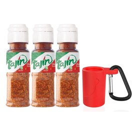 Portable 0.35oz Tajín Seasoning Bottle | On-the-Go Chili-Lime Flavor Enhancer Silicone Keychain Holder with Carabiner | Mini Travel Spice Kit (3 Pack)