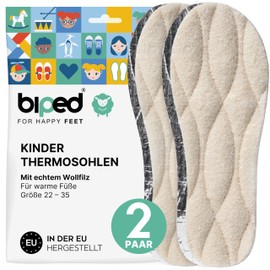 Biped Z2692 2 Pairs of Children's Insoles with Real Lambswool and Aluminium - beige, size: 30-31