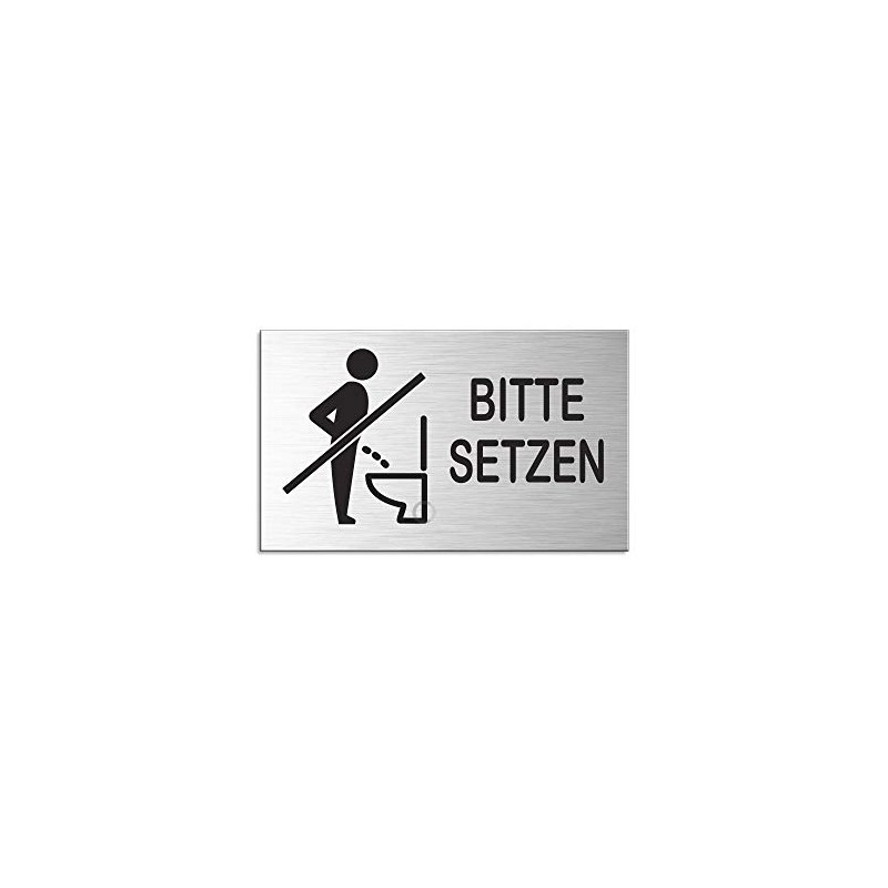 OFFORM DESIGN Sign "Bitte setzen Türschild 60x100 mm Aluminiumschild Edelstahl