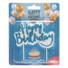 Dekora, vela de feliz cumpleaños, vela azul con purpurina