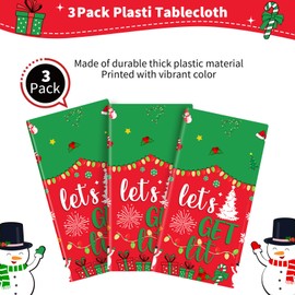 Yavxzvbw 3Pcs Let's Get Lit Christmas Party Decorations Christmas Party Supplies Tableware Set Let's Get Lit Christmas Tablecloth Christmas Tableware for Friendsmas Christmas Party Decorations